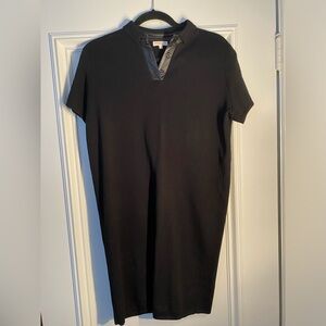 Demylee balck polo dress with vegan leather detail